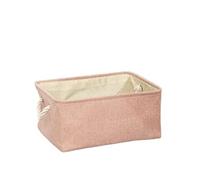 Scatola portaoggetti in lino spesso, pieghevole, con manici in corda(Pink,S)