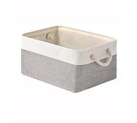 Scatola portaoggetti in lino spesso, pieghevole, con manici in corda(White grey,XXL)