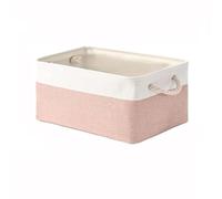 Scatola portaoggetti in lino spesso, pieghevole, con manici in corda(White pink,XL)
