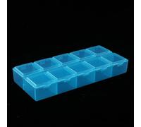 Scatola portaoggetti in plastica a 10 scomparti con coperchio trasparente bloccabile, contenitore organizer in PP per viti, gioielli, perline, parti artigianali, 13,2 x 6 x 1,9 cm (blu)