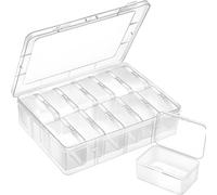 Scatola portaoggetti in plastica, impilabile, comoda soluzione di archiviazione, 13 pezzi rettangolari per nail art, materiale PP di qualità, design trasparente con cerniera