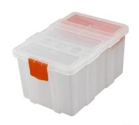 Scatola portaoggetti in plastica trasparente con divisori rimovibili per blocchi e piccole parti, custodia organizer bianca con coperchio a scatto per strumenti, viti, cancelleria e forniture fai da