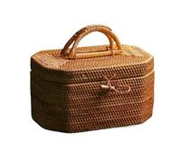 Scatola Portaoggetti In Rattan Intrecciata A Mano Con Manico, Scatola Ornamentale In Vimini, Contenitore For Set Da Tè, Cestino For Pane Da Picnic, Frutta E Torte, Organizer Da Cucina(D1-167-1)