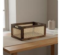 Scatola Portaoggetti in Vimini Stile Vintage Cestino Intrecciato con Coperchio