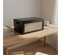 Scatola Portaoggetti in Vimini Stile Vintage Cestino Intrecciato con Coperchio