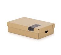 Scatola portaoggetti laminata con coperchio, kraft naturale, piccola 35,5 × 24 × 9 cm