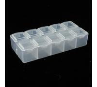 Scatola portaoggetti multifunzione con serratura con 10 griglie per artigianato e gioielli, organizer in plastica con coperchio trasparente (bianco)