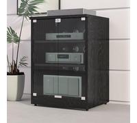 Scatola portaoggetti multifunzione per router WiFi, con ripiani regolabili, armadio stereo moderno, con ante in vetro temperato e gestione dei cavi per casa, ufficio, teatro