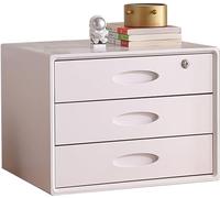 Scatola portaoggetti multistrato, schedario piatto in legno massello a 3 cassetti con serratura, armadietto portaoggetti for trattamento A4 for ufficio desktop domestico(B)