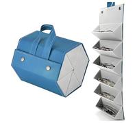 Scatola Portaoggetti Occhiali da Sole, Scatola Portaoggetti Occhiali 6 Scomparti Organizzatore per Occhiali Sole Custodia Occhiali in Pelle Occhiali Organizer da Viaggio(Specchio Blu)