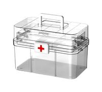 Scatola portaoggetti organizer per medicinali - Scatola portaoggetti per pillole a 3 strati, armadietto per farmacia | Organizzatore di astuccio per medicina familiare di grande capacità con maniglia