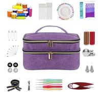 Scatola portaoggetti per accessori da cucito - valigetta fai da te a doppio strato, borsa organizer impermeabile, cerniera a due vie, funzione di separazione degli attrezzi con grande capacità, manico