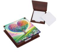Scatola portaoggetti per appunti fai da te con pittura a diamante, in legno, con 160 foglietti adesivi, 12 x 8 x 6 cm, 09-albero dell'amore
