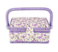 Scatola portaoggetti per Artigianato in Tessuto Viola Cesto per Cucito Stampato a Fiori Grandi Strumenti per Maglieria Immagazzinamento Tessuto per Attrezzi da Cucito Organizzatore per