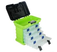 Scatola portaoggetti per attrezzatura da pesca, con 4 strati indipendenti, multi-scomparti, con chiusura a fibbia di sicurezza e manico pieghevole portatile (verde)