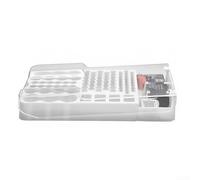 Scatola portaoggetti per batterie con tester, coperchio trasparente, per 93 batterie, supporto in plastica montabile con imbottitura morbida, per cassetti o pareti di casa (bianco)