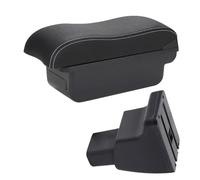 Scatola Portaoggetti Per Bracciolo Auto In Pelle PU Superficie Curva Interno Nero Rosso Bianco Per Hyundai I10 Scatola(C3 Black white)