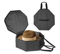 Scatola portaoggetti per cappelli per donne e uomini, borsa portaoggetti per cappelli da viaggio, pieghevole, custodia per cappelli da cowboy con manico, contenitore grande per il trasporto (grigio