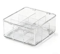 Scatola portaoggetti per carte, set da 9 pezzi, organizer trasparente da scrivania, coperchio antipolvere, scomparti impilabili per carte da collezione, casa e ufficio (un contenitore)