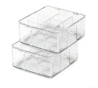 Scatola portaoggetti per carte, set da 9 pezzi, organizer trasparente da scrivania, coperchio antipolvere, scomparti impilabili per carte da collezione, casa e ufficio (due contenitori)