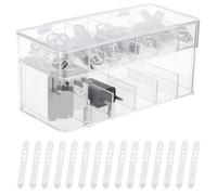 Scatola portaoggetti per cavi USB con 12 griglie, organizer a doppio strato con coperchio, 15 fascette per una conservazione ordinata