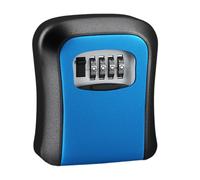 Scatola portaoggetti per chiavi, con serratura a combinazione a 4 cifre, resistente alle intemperie, di sicurezza (blu)