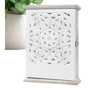 Scatola portaoggetti per chiavi, intagliata in stile vintage, con 6 ganci, in legno, con serratura da parete, per appartamento, casa, patio, ufficio, ingresso, vacanze, compleanno, inaugurazione della