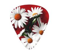Scatola portaoggetti per chitarra acustica con fiori rossi e margherite bianche, spessore diverso
