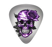 Scatola portaoggetti per chitarra acustica con stampa di rose e teschi, colore viola