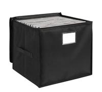 Scatola portaoggetti per dischi in vinile, con coperchio e manici, impilabile e pieghevole, organizer per album di valore, CD, nero, Nero , L