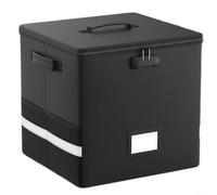 Scatola portaoggetti per dischi in vinile ignifuga, con serratura, per LP da 30,5 cm, può contenere oltre 100 dischi, custode sicuro per la raccolta di musica domestica, nero, 33 x 33 x 33 cm