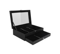 Scatola portaoggetti per espositore per penne in legno da 24 scomparti, custodia per penne in PU a 2 strati, colore carbonio