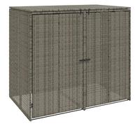 Scatola portaoggetti per esterni, 2 pezzi, grigio, 130 x 80 x 115 cm | Baule in polietilene con coperchio, telaio in acciaio, tessuto rattan, per giardino e terrazza