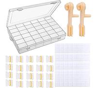 Scatola Portaoggetti per Filo da Ricamo, 2 Contenitori per Filo Avvolgitore filo Interdentale,200 Pezzi Bobine di Filo Interdentale in Plastica, 4 Fogli di Adesivi con Numero di Filo Interdentale
