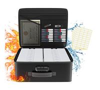 Scatola portaoggetti per foto ignifuga, con 18 custodie trasparenti interne da 10,2 x 15,2 cm, organizer portatile con serratura per foto, contenitore fotografico pieghevole con manico e 18 scatole