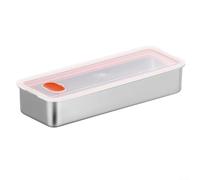 Scatola portaoggetti per frigorifero con struttura in acciaio inossidabile e coperchio in silicone, con foro per l'aria per bloccare l'umidità ed estendere la freschezza (bianco)