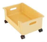 Scatola portaoggetti per libri in plastica con ruote, per organizzare più libri e forniture accademiche insieme (giallo (1 pezzo))