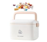 Scatola portaoggetti per medicinali, in plastica, vuota, di grande capacità, per kit di emergenza per la famiglia, con manico, armadietto per medicine, portapillole (bianco, L)