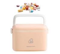 Scatola portaoggetti per medicinali, in plastica, vuota, di grande capacità, per kit di emergenza per la famiglia, con manico, armadietto per medicine, portapillole (rosa, S)