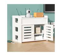 Scatola portaoggetti per router WiFi, scaffale in legno a 2 strati con porta dell'armadio, ciabatta elettrica da scrivania, per la gestione dei cavi, per casa/ufficio