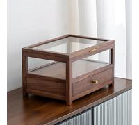 Scatola portaoggetti per set da tè con coperchio in vetro, armadietto multistrato in legno massello, espositore antipolvere in stile cinese per set da tè e oggetti da collezione