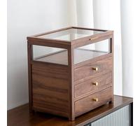 Scatola portaoggetti per set da tè con coperchio in vetro, armadietto multistrato in legno massello, espositore antipolvere in stile cinese per set da tè e oggetti da collezione