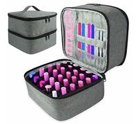 Scatola portaoggetti per smalto per unghie, borsa per riporre smalti a doppio strato, può contenere 30 bottiglie, per una lampada a LED per unghie UV cosmetica Valigia per unghie, grigio, Se référer