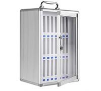 Scatola portaoggetti per telefono in acciaio inox trasparente con maniglia bloccabile per schema di sicurezza dell'ufficio, contiene 24 dispositivi mobili, ideale per armadietti telefonici sicuri