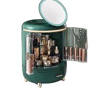Scatola portaoggetti per trucco di grande capacità, con lampada interna e specchio a LED, contenitore per cosmetici antipolvere, organizer per cosmetici e prodotti per la cura della pelle