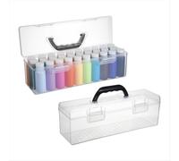 Scatola portaoggetti per vernice acrilica trasparente da 2 pezzi con maniglia, contenitore portatile per artigianato