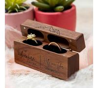 Scatola Portaoggetti Personalizzata 2 Slot For Anelli, Scatola For Fedi Nuziali In Legno Noce Rettangolare, Piccolo Organizer For Gioielli, Porta, Scatola, Proposta Matrimonio, Fidanzamento