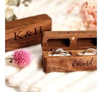 Scatola portaoggetti personalizzata 2 slot for anelli, scatola for fedi nuziali in legno noce rettangolare, piccolo organizer for gioielli, porta, scatola, proposta matrimonio, fidanzamento