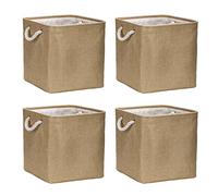 Scatola portaoggetti pieghevole (4 confezioni), 30 x 30 x 30 cm, in tessuto, compatibili con gli scaffali Kallax, per armadio, vestiti, giocattoli, attrezzi (cachi)