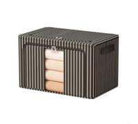 Scatola portaoggetti pieghevole a doppia apertura, con coperchio con cerniera e pannello frontale trasparente per traslochi e organizzazione domestica (strisce nere da 100 l)